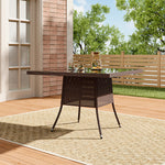 Square Garden Wicker Tempered Glass Table With Parasol Hole - 105cm X 72cm H | One Size | Brown
