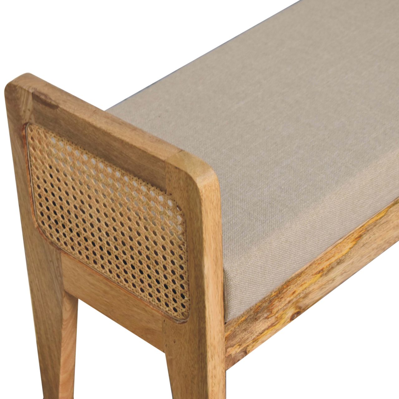Solid Wood Mud Linen Rattan Bench
