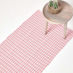 Cotton Gingham Check Rug Hand Woven | 200cm | Pink