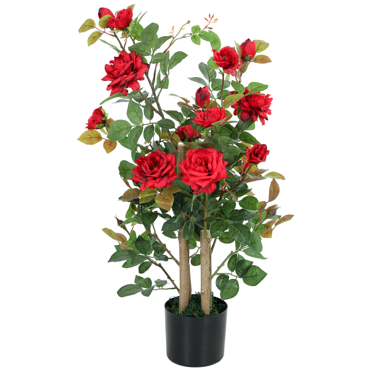 HOMCOM 90cm Artificial Rose Tree With 344 Silk Leaves And 17 Flowers