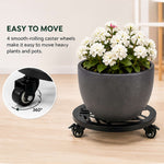 Metal Piot Caddy Stand With Lockable Wheels - Pack Of 2 | 25cm | Black