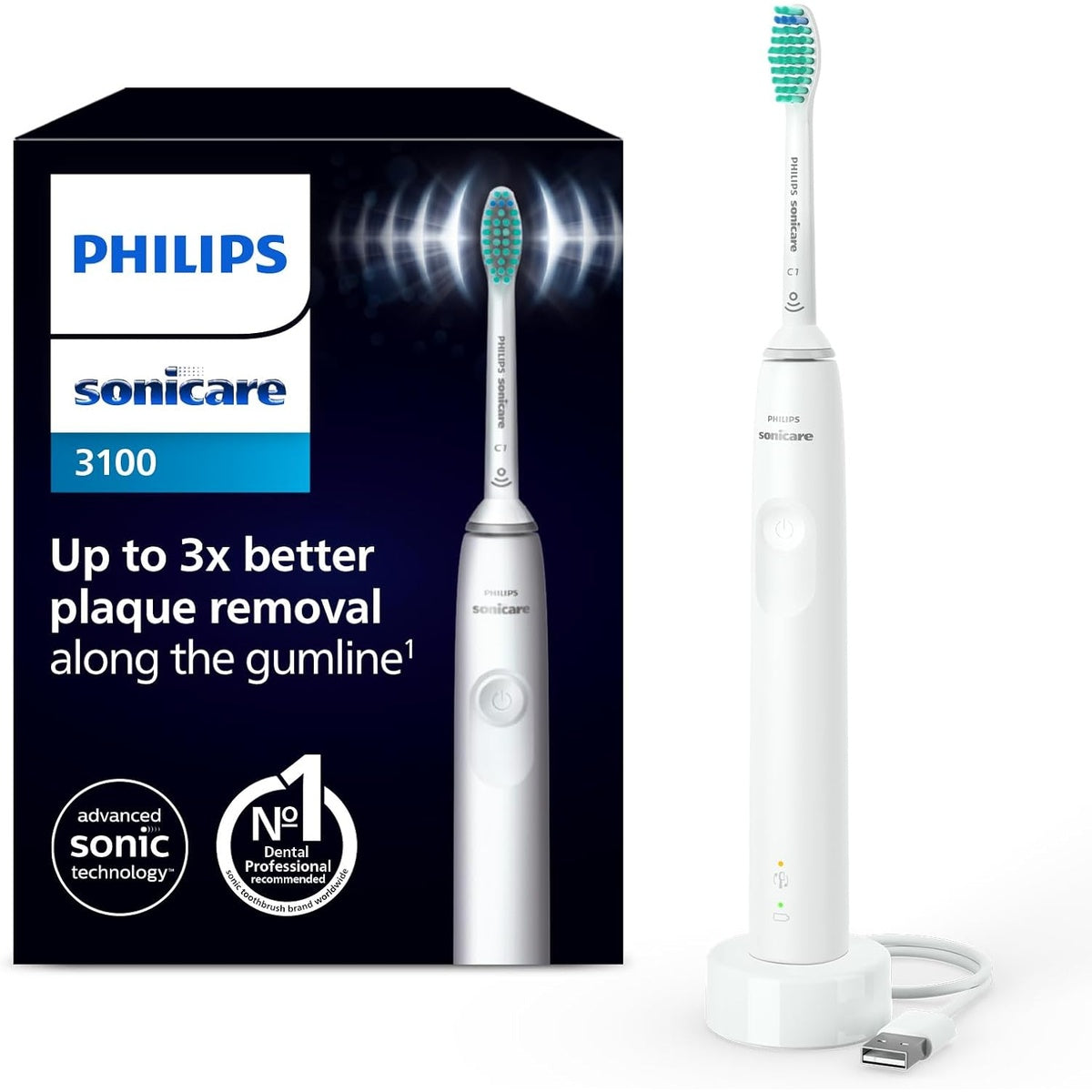 Hx3671 Sonicare 3100 Series Rechargeable Sonic Toothbrush | White