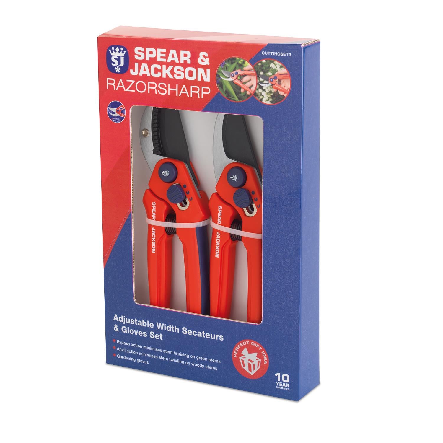 Gift Set Of Anvil & Bypass Secateurs With Gardening Gloves