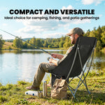 Camping Chair Portable With Side Pocket | Black