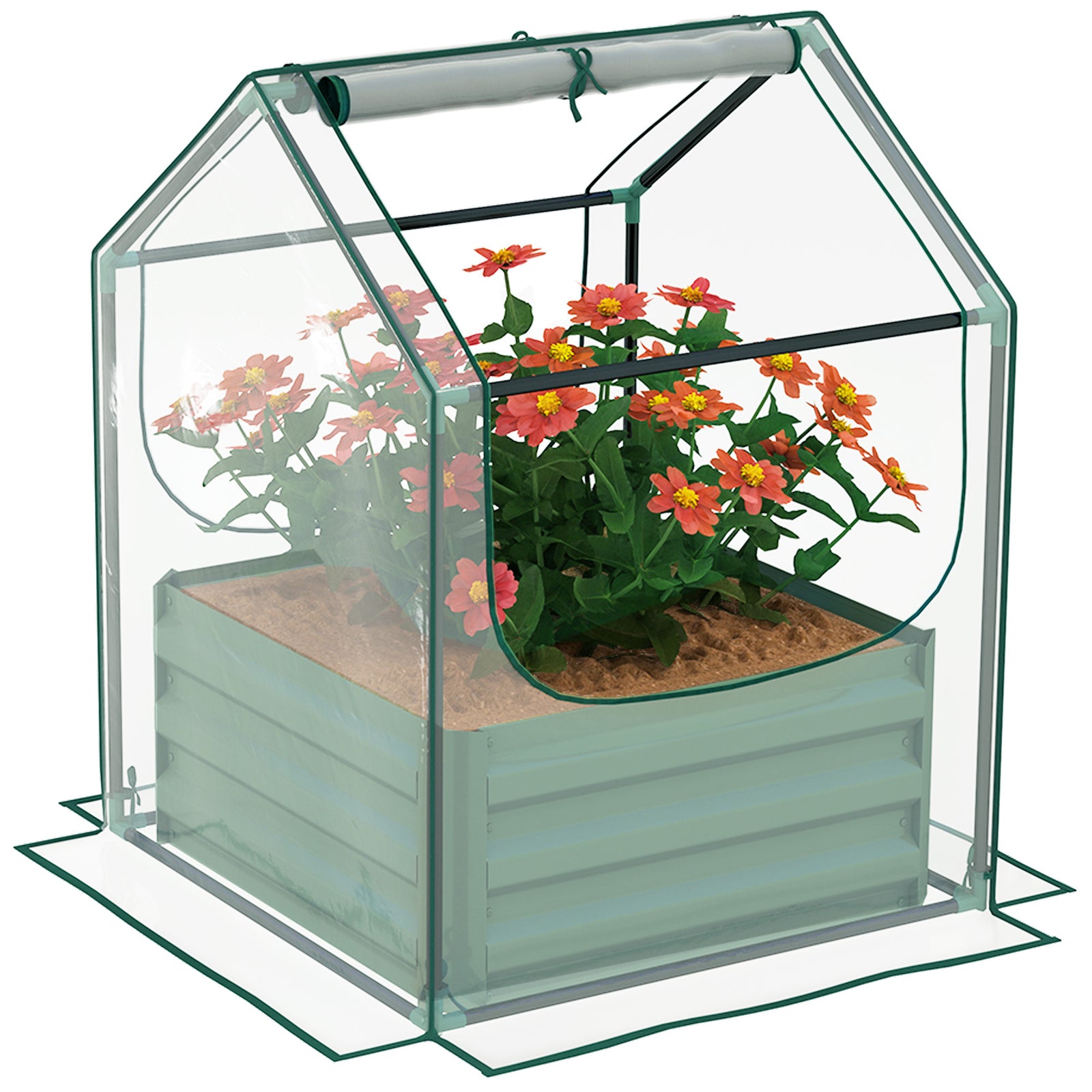 Raised Garden Bed With Cover, Clear And Green