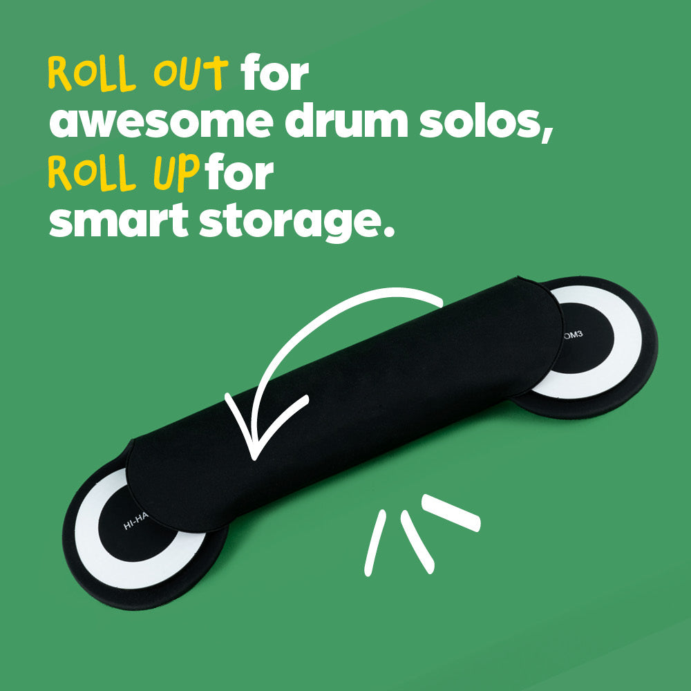 Wicked Gizmos Electronic Drum Kit Roll Up Mat With Demo Songs And Sticks White