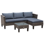 3 Pcs Garden Sofa Set Square Coffee Table Grey