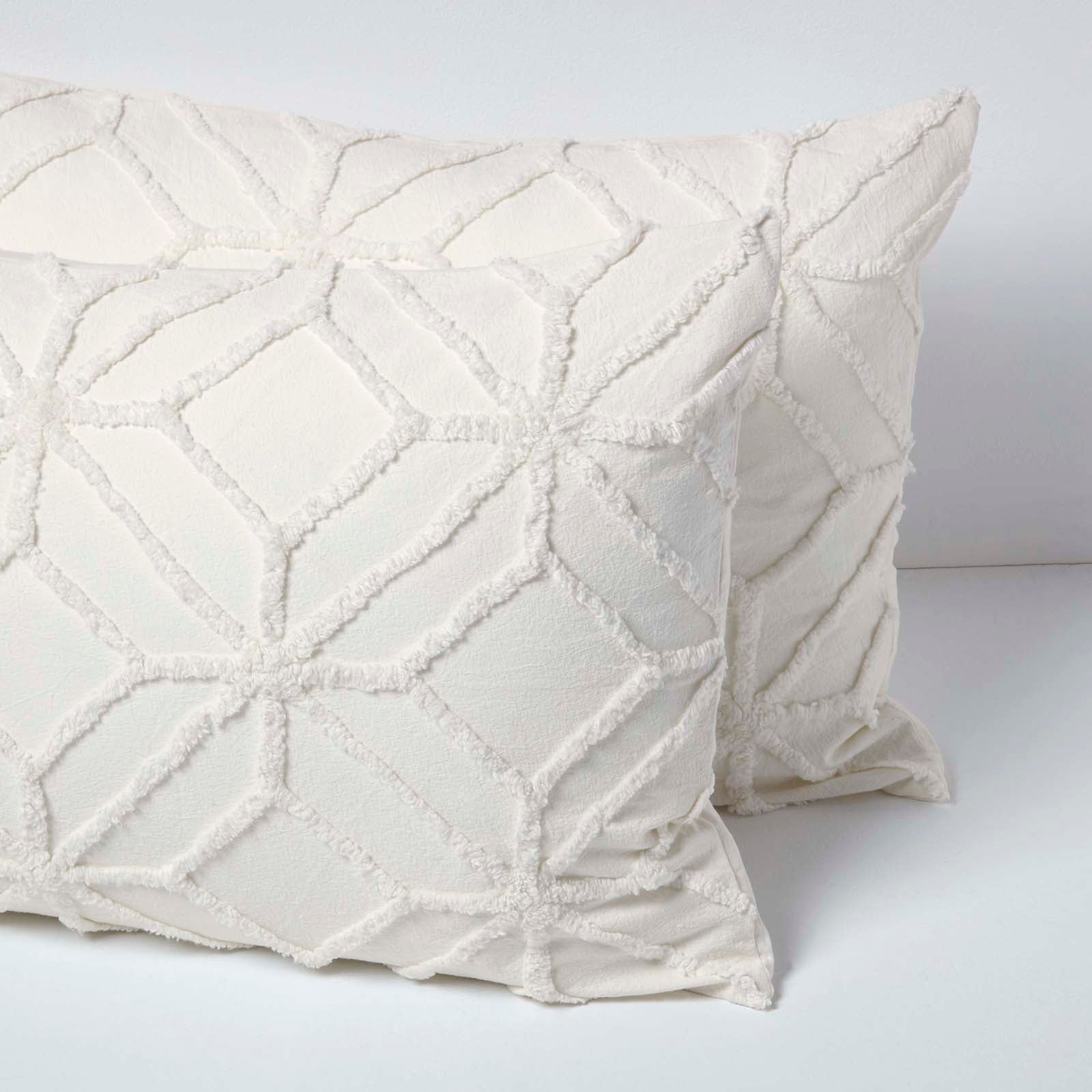 Diamond Cotton Tufted Duvet Cover Set | Single | White