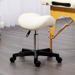 Saddle Stool Adjustable Rolling Salon Chair For Massage Spa | One Size | White