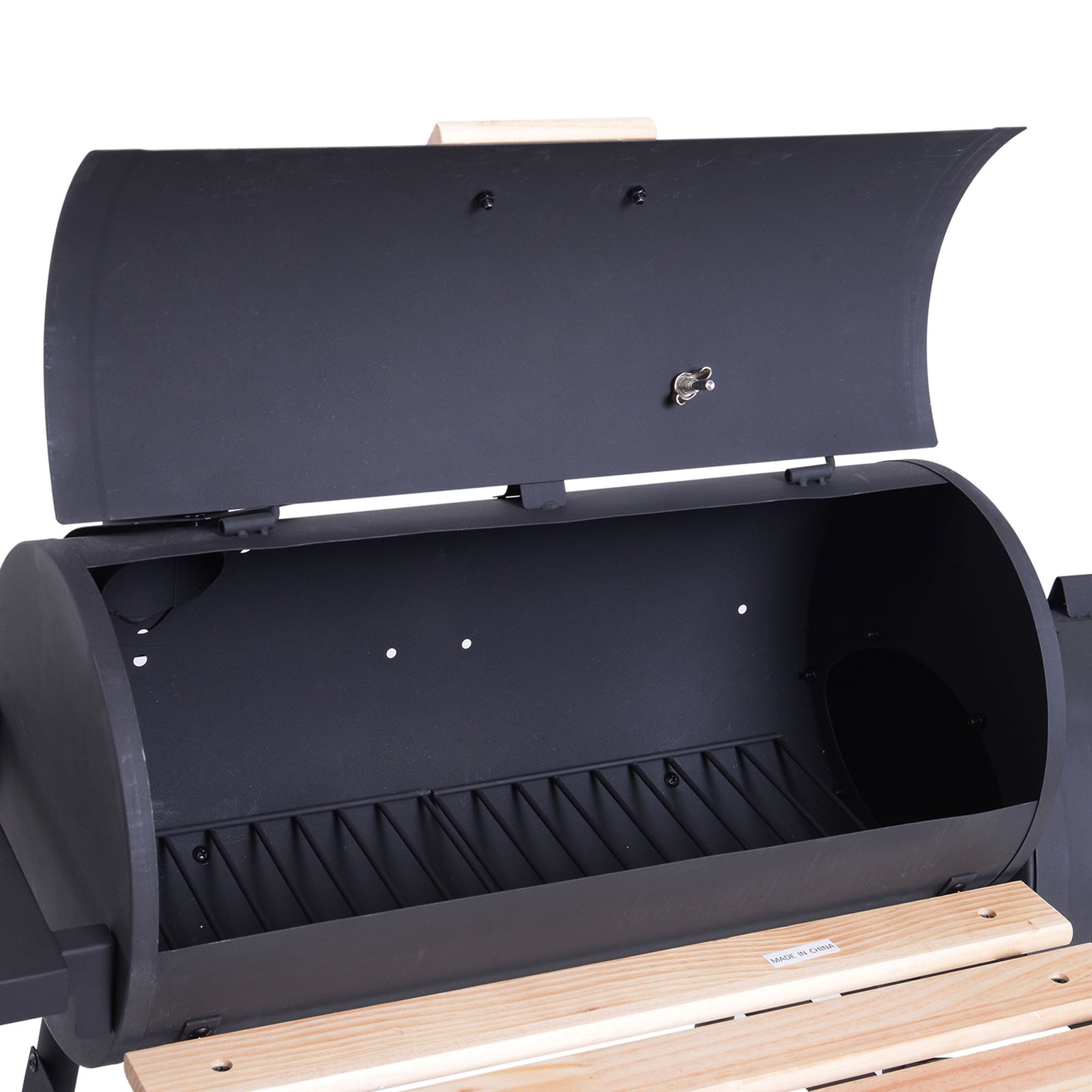 Charcoal Grill With Offset Smoker, Trolley | Black