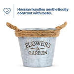 Livivo Round Zinc Plant Pot 16cm With Hessian Handle Set Of 2