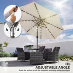 2.6 M Garden Parasol Umbrella With Light, Outdoor Patio Umbrella | Cream