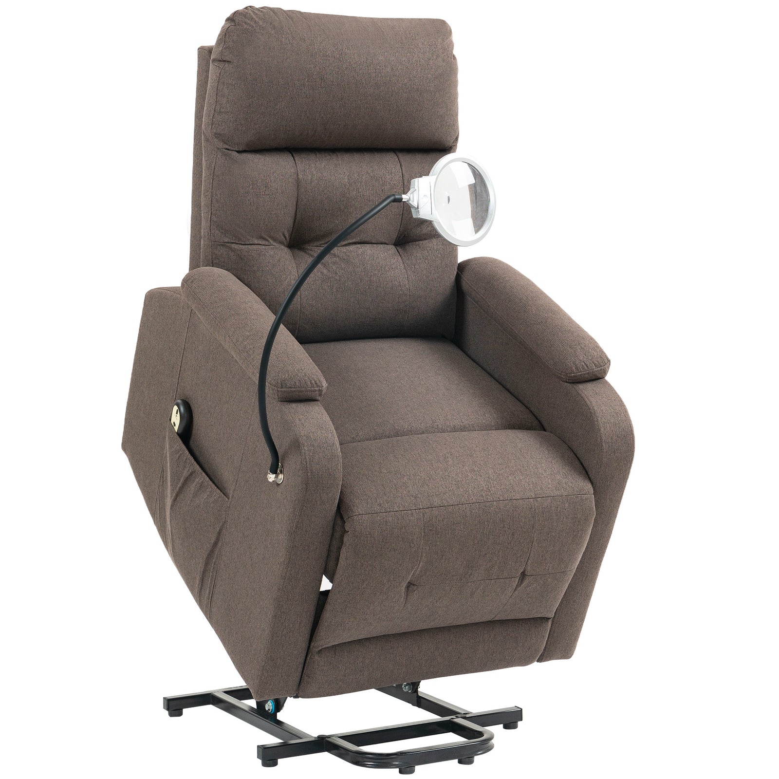 Linen Fabric Electric Recliner Chair With Remote Control | Brown