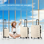 Set Of 3 Hard Shell Suitcase Cabin & Check In Cases With Tsa Lock - Overhead Cabin With Medium & Large Check-in Bag | Set of 3 | Cream & Black