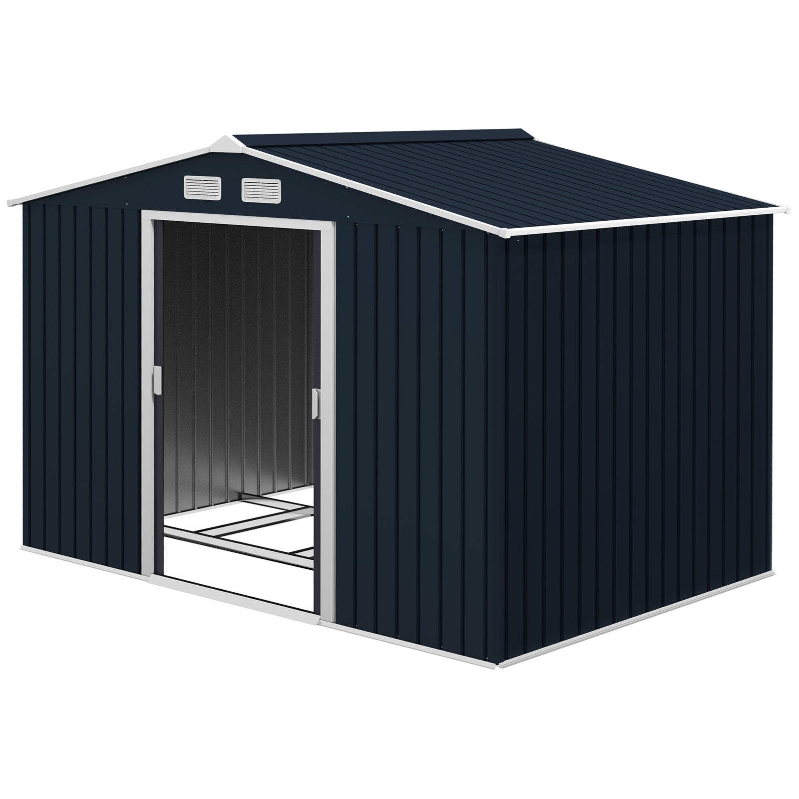 Garden Shed Storage Unit With Locking Door Floor Foundation | Medium | Dark Gray