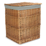 Light Steamed Square Laundry Basket With Grey Sage Lining | Set-of-2