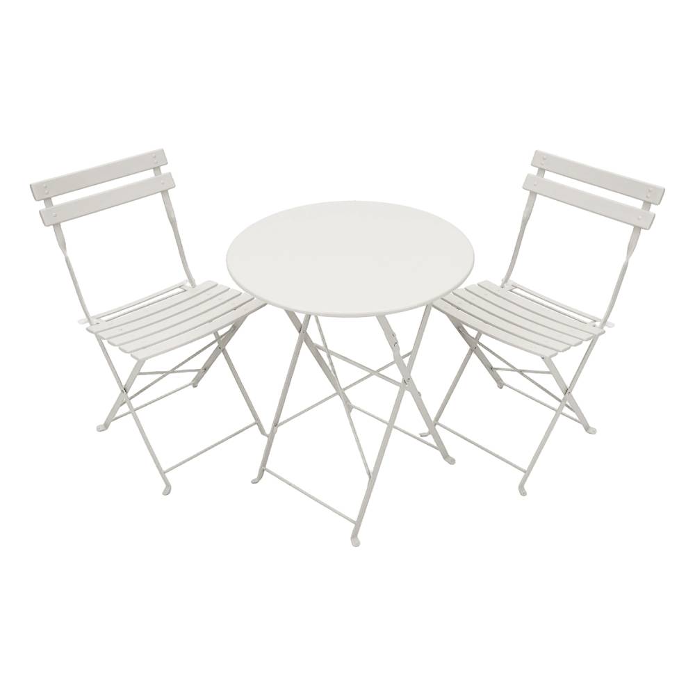 3-piece Outdoor Folding Bistro Set | White