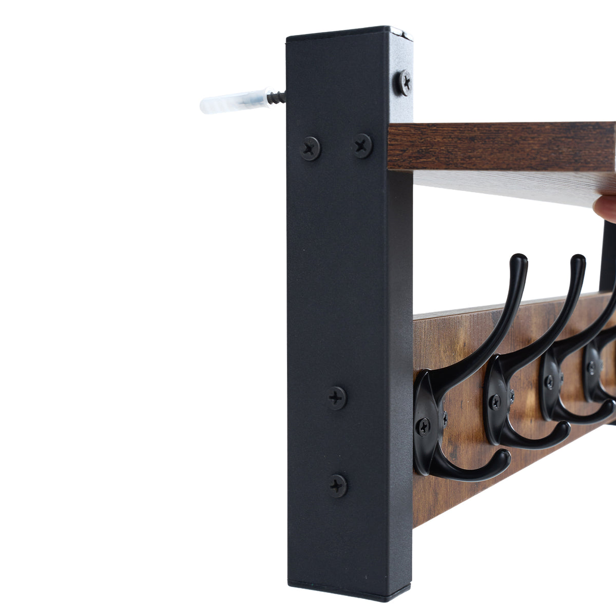 Breeins Wall-mounted Entryway Rustic Coat Rack Shelf With 5 Hooks