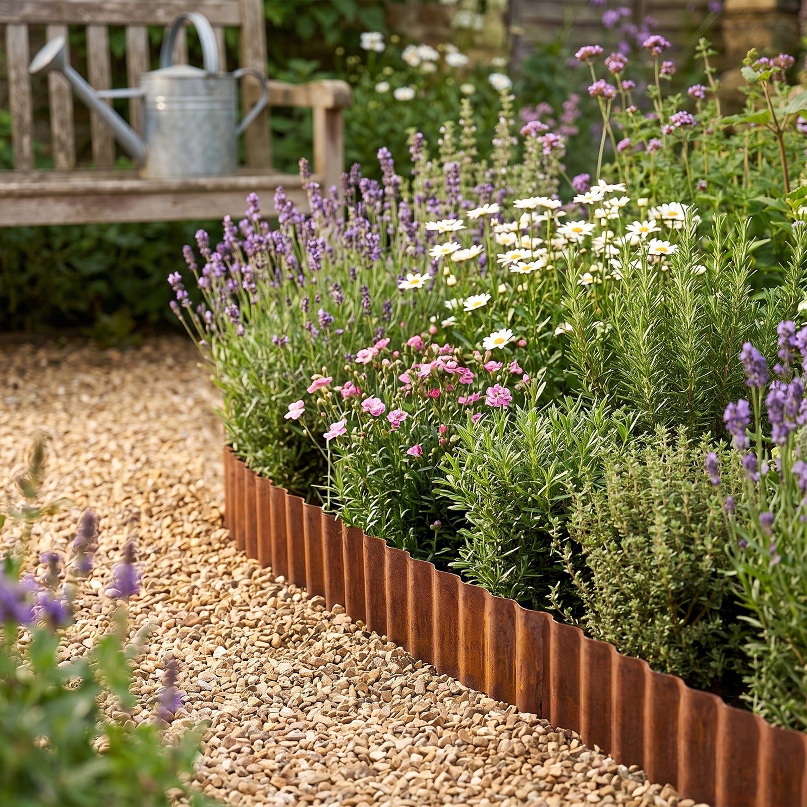 6m Corrugated Metal Garden Edging | Rust
