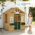 AIYAPLAY Outdoor Playhouse, Wooden Wendy House With Door, 2 Flower Boxes