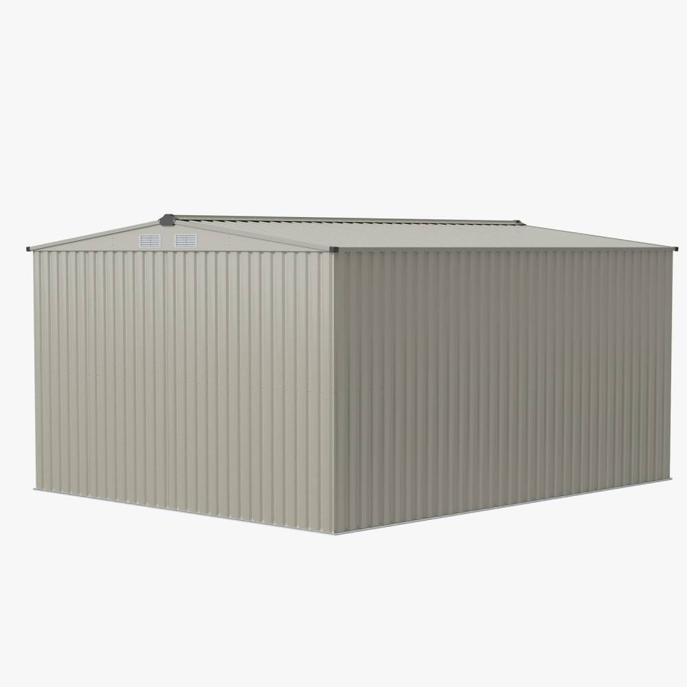Breeins 12 x 10ft Outdoor Steel Garden Storage Shed with Foundation, Double Sliding Doors, 4 Vents, Large Storage House