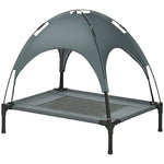 Pawhut 76cm Elevated Dog Bed Cooling Raised Pet Cot Uv Protection Canopy | Gray
