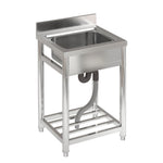 55cm W X 50cm D X 90cm H Stainless Steel Single Bowl Commercial Kitchen Sink With Bottom Shelf