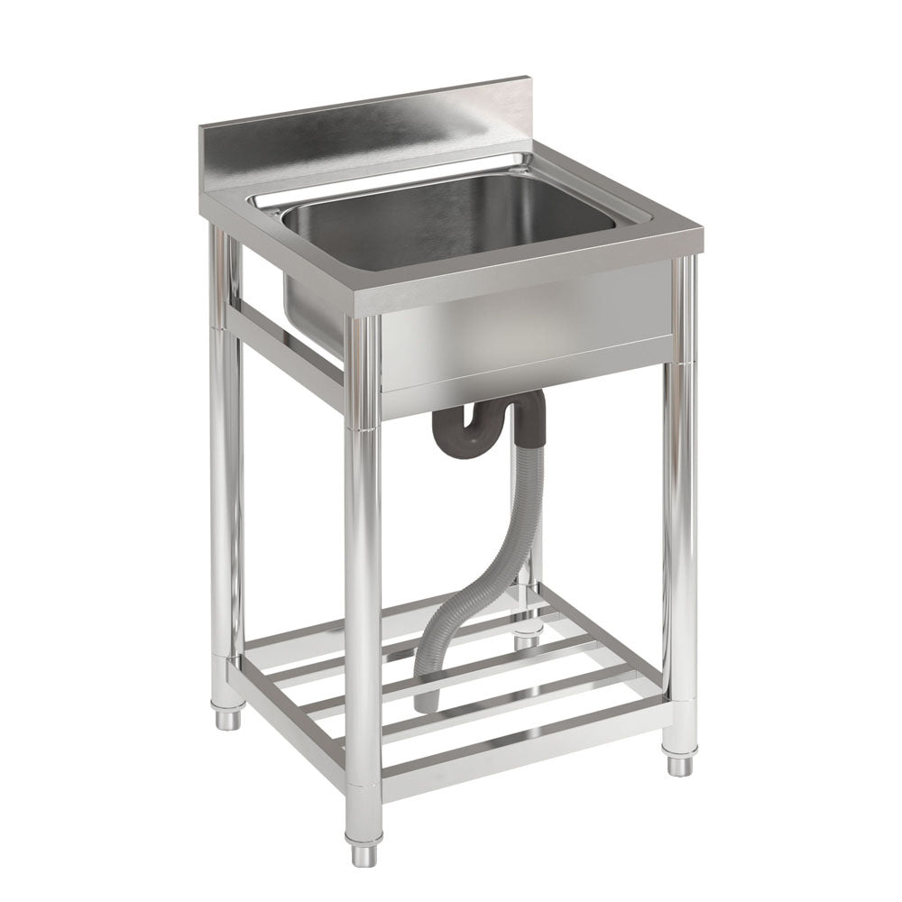 55cm W X 50cm D X 90cm H Stainless Steel Single Bowl Commercial Kitchen Sink With Bottom Shelf