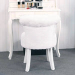 Modern Plush Upholstered Dressing Table Chair With White Legs
