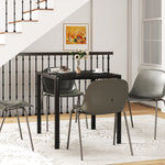 HOMCOM Modern Square Dining Table With Tempered Glass Top Metal Legs