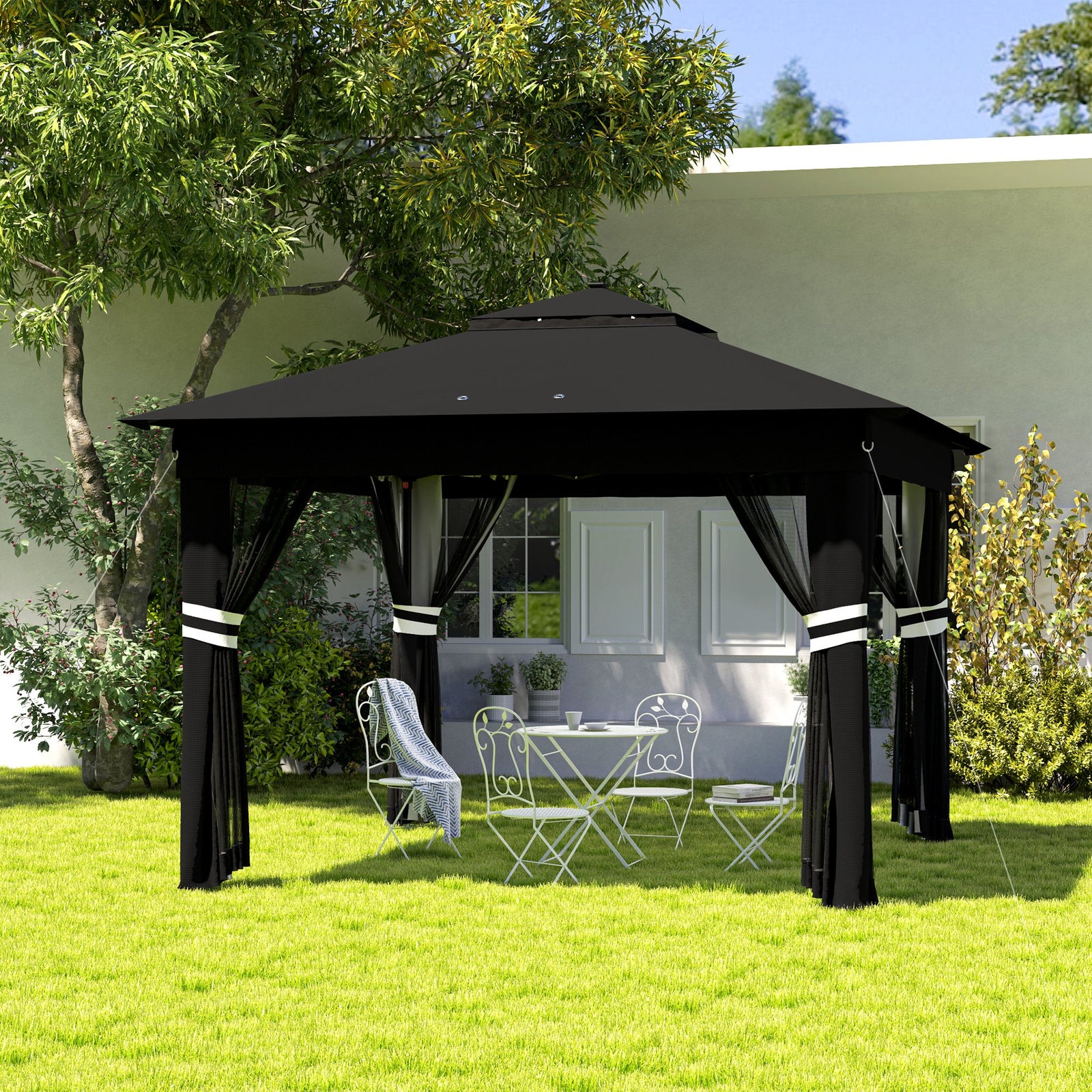 3x3(m) Pop Up Gazebo W/ Solar-powered Led Lights Netting