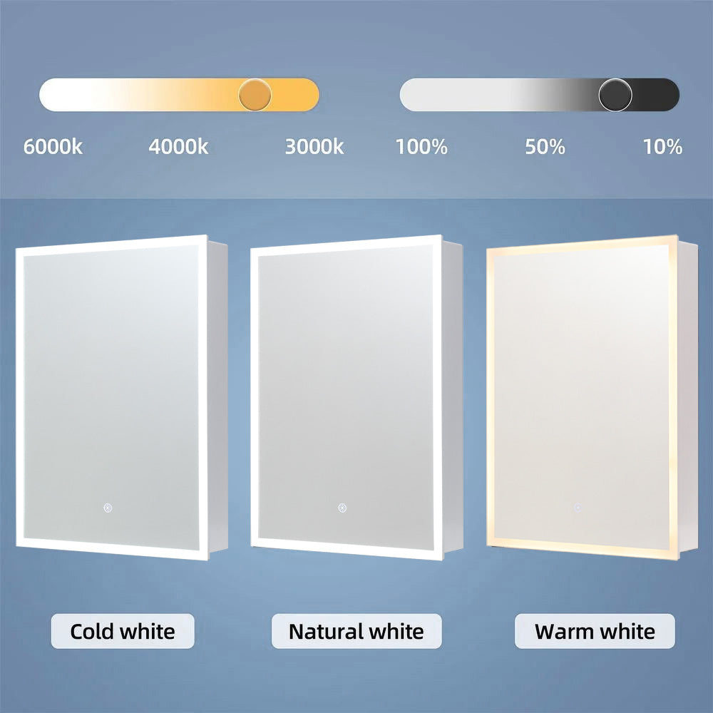 Rectangular Wall Mount Mirror Cabinet With Led Lighting