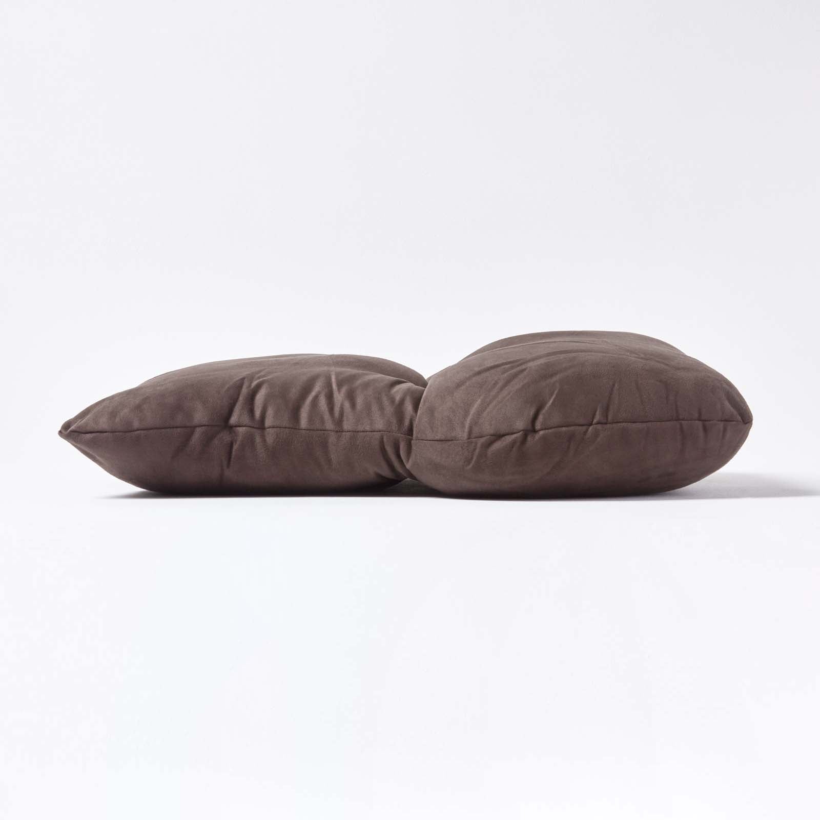 Faux Suede Back Support Thick Lumbar Cushion | Chocolate
