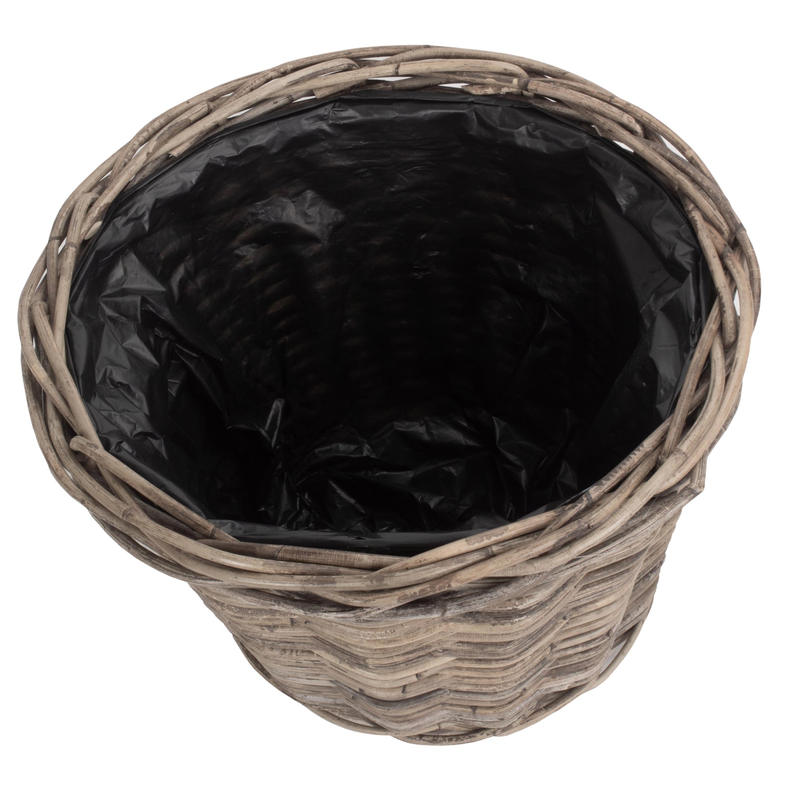 Tapered Rattan Round Planter With Plastic Lining | Small | Brown