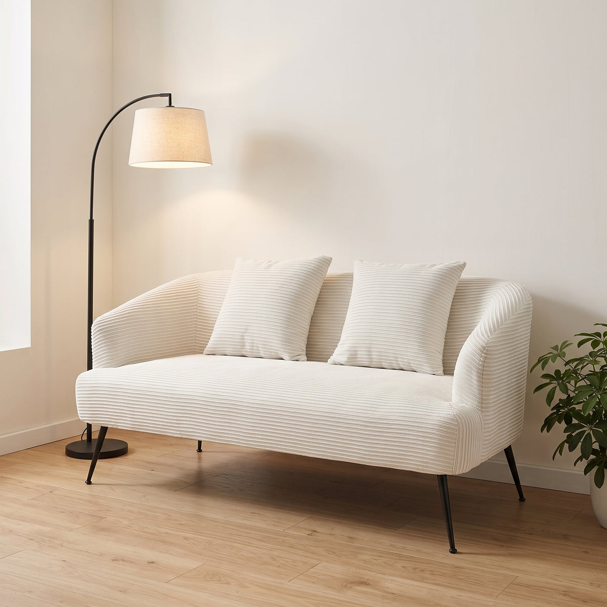 Breeins Modern Corduroy 2-seater Sofa With 2 Scatter Cushions