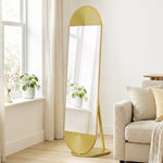 HOMCOM Wavy Full Length Mirror With Metal Frame And Base, Gold Tone
