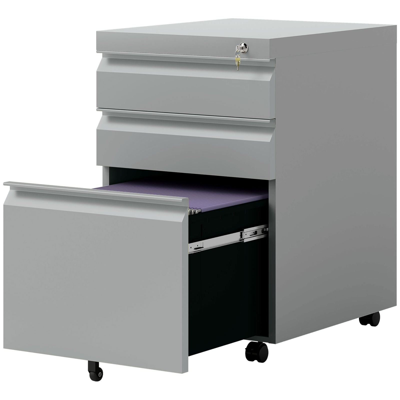 3 Drawer File Cabinet Lockable Metal Filling Cabinet | One Size | Gray