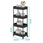 4/5 Tier Rolling Cart Storage Shelf For Kitchen Bathroom Black | Medium | Black