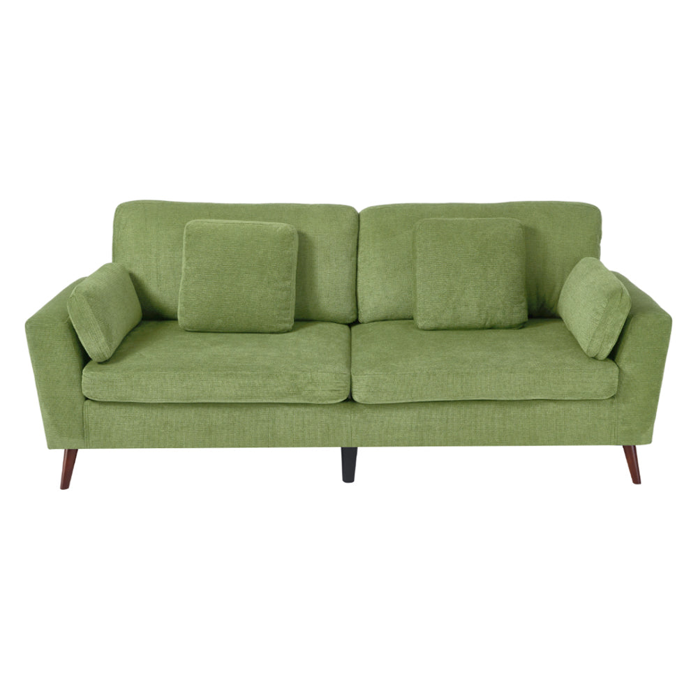 2-seater Chenille Upholstered Sofa With Pillows | Green
