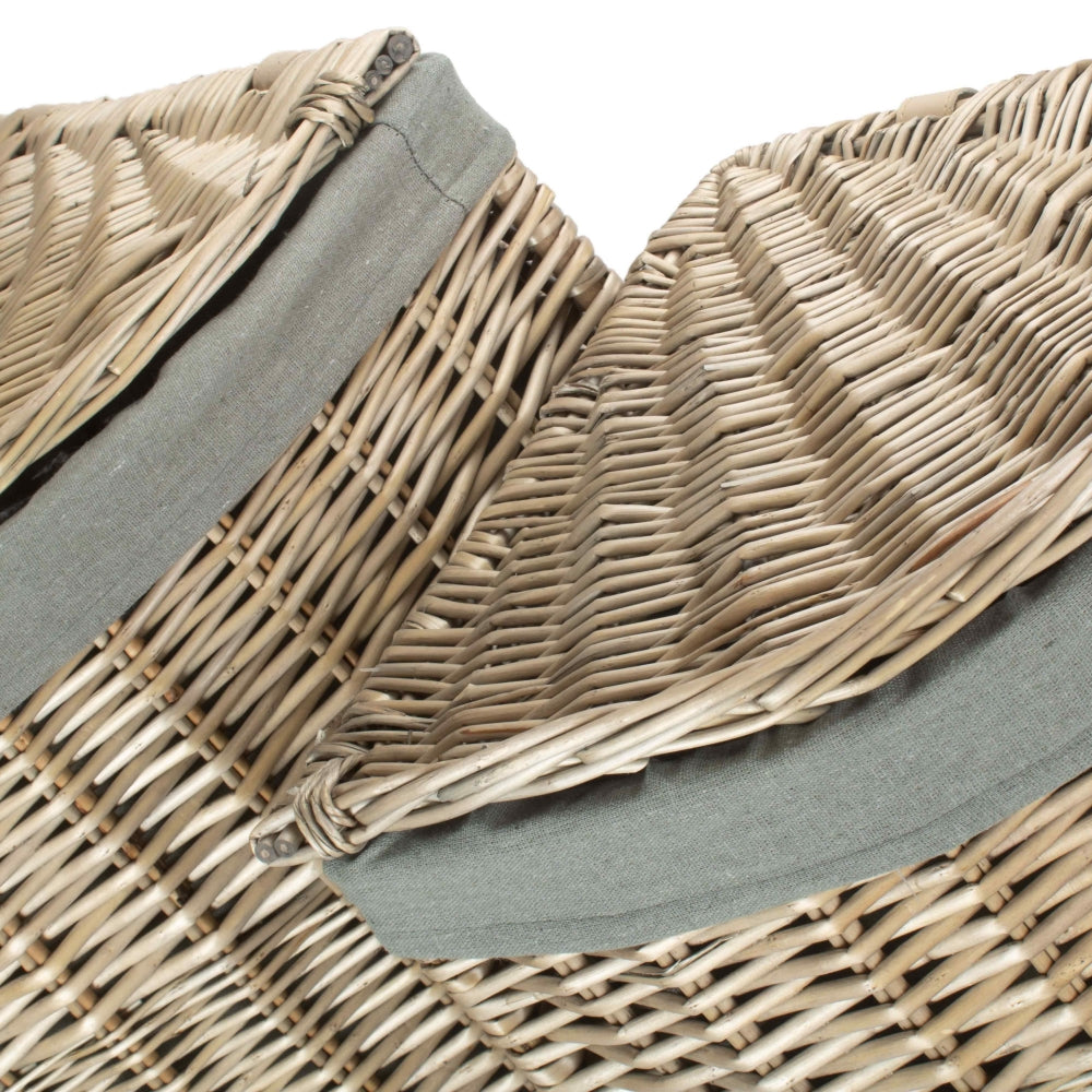 Antique Wash Corner Linen Basket With Grey Sage Lining | Set-of-2