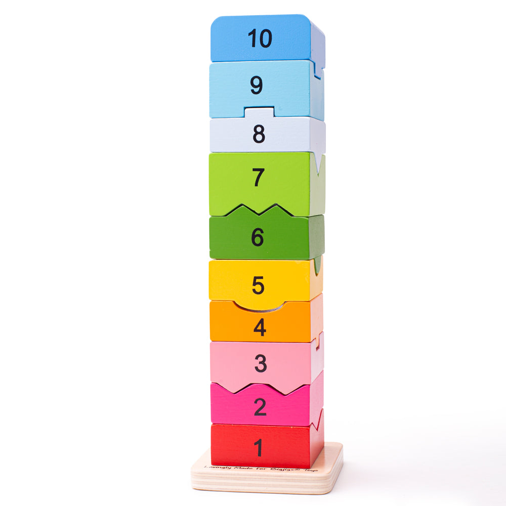 Wooden Number Tower Game, Includes 11 Play Pieces