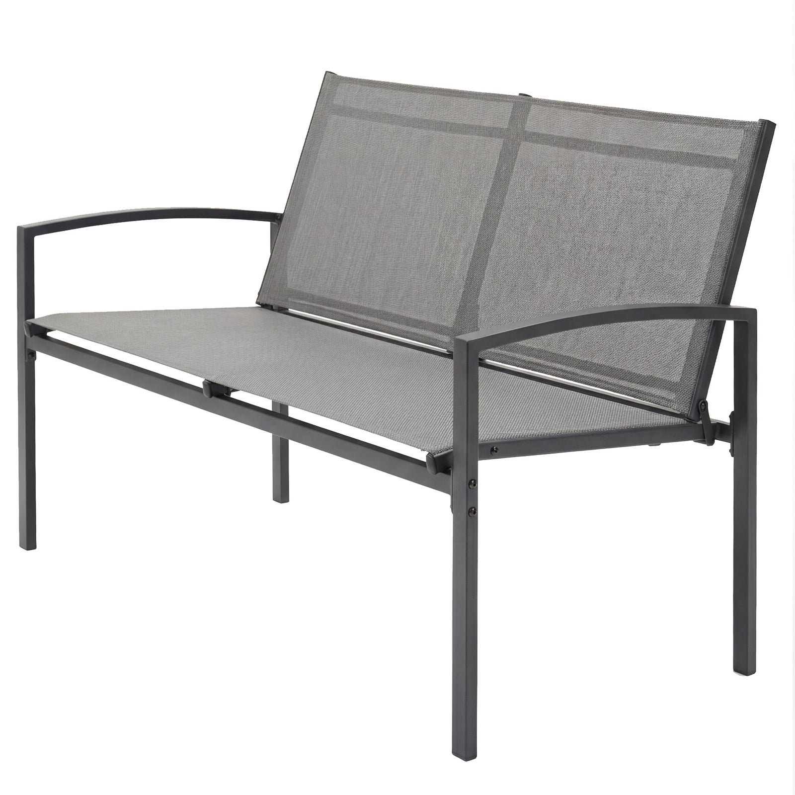Outsunny 2 Seater Metal Garden Bench, Park Patio Seat, Grey