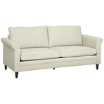 Modern 3 Seater Sofa For Living Room, Fabric Couch Settee | White