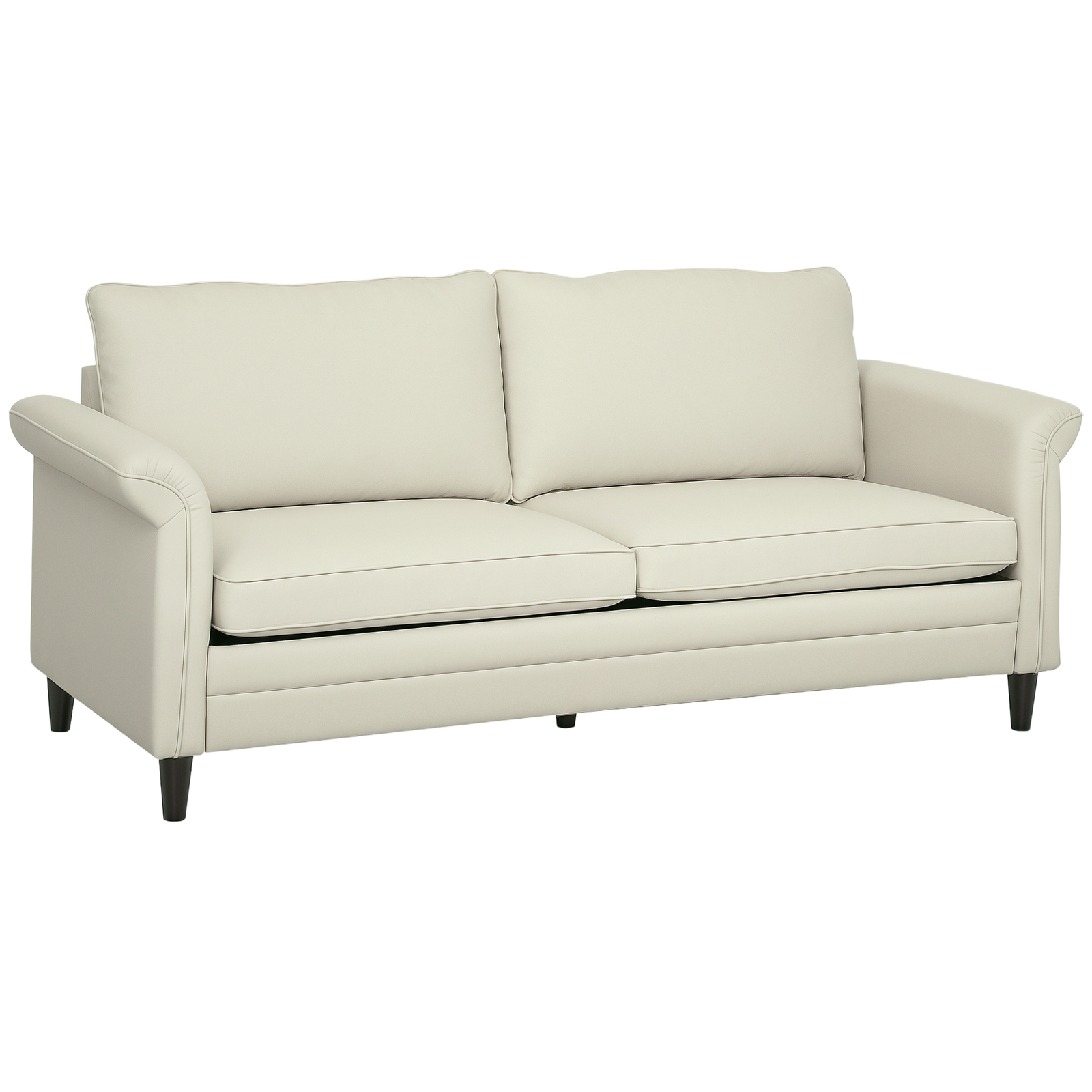 Modern 3 Seater Sofa For Living Room, Fabric Couch Settee | White