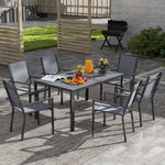 7-piece Wpc Dining Set, 6 Stackable Chairs, Rectangle