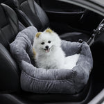Cozy Dog Car Seat Bed With Storage Pocket And Adjustable Strap
