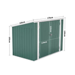 Garden Storage Shed Bike Metal Pent Tool Shed House Galvanized Steel Can Put 2-3 Bicycles (d105x W176x H130cm) | Green