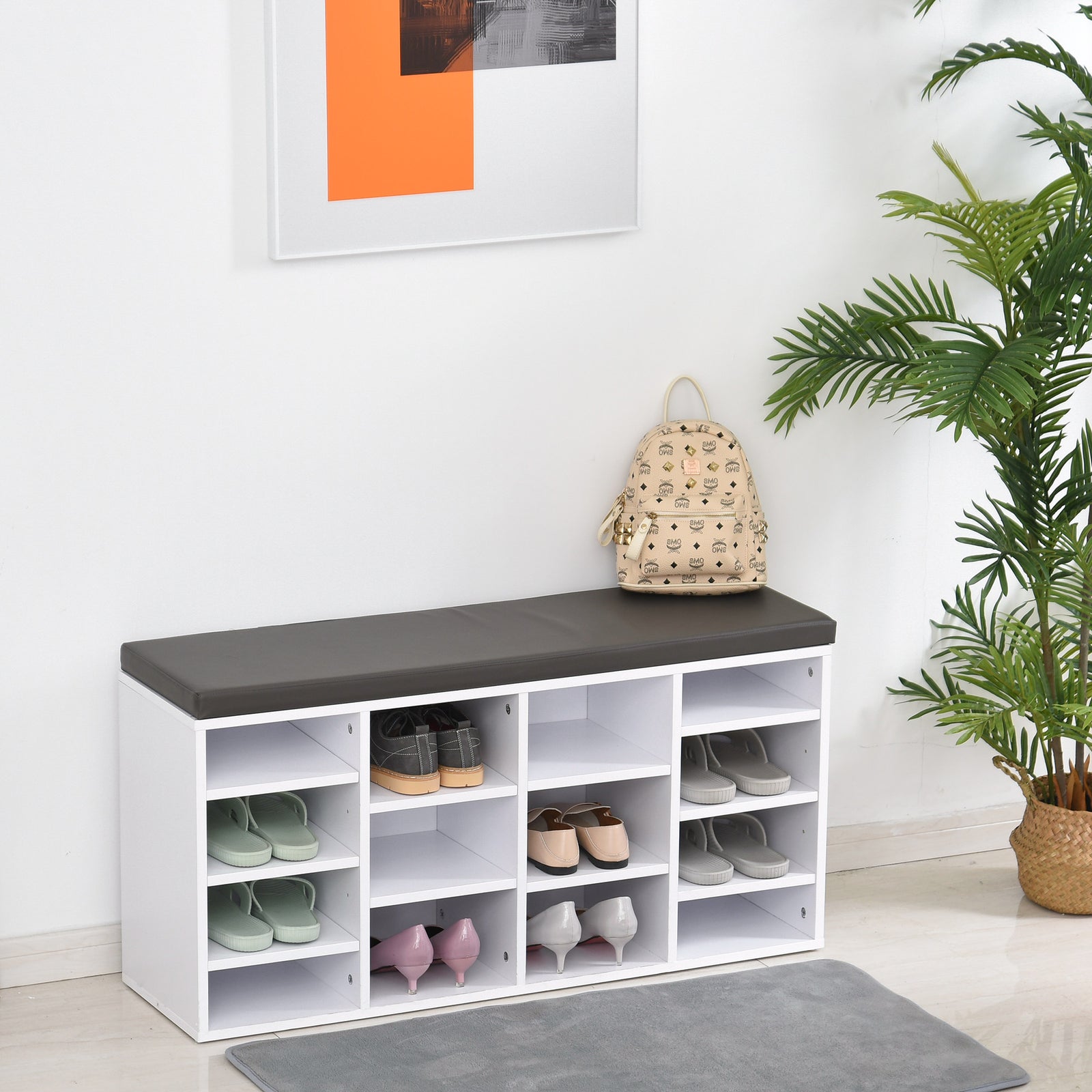 Multi-storage Shoe Rack 14 Compartments Moving Shelves | One Size | White