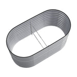 160/240/320cm W X 80cm D X 80cm Height Gardens Plan Oval-shaped Galvanized Steel Raised Garden Bed With Safety Edging & Ground Stakes | Small | Galvanized Silver