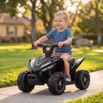 6v Electric Car, Kids Atv With Handlebar Button Control | Black